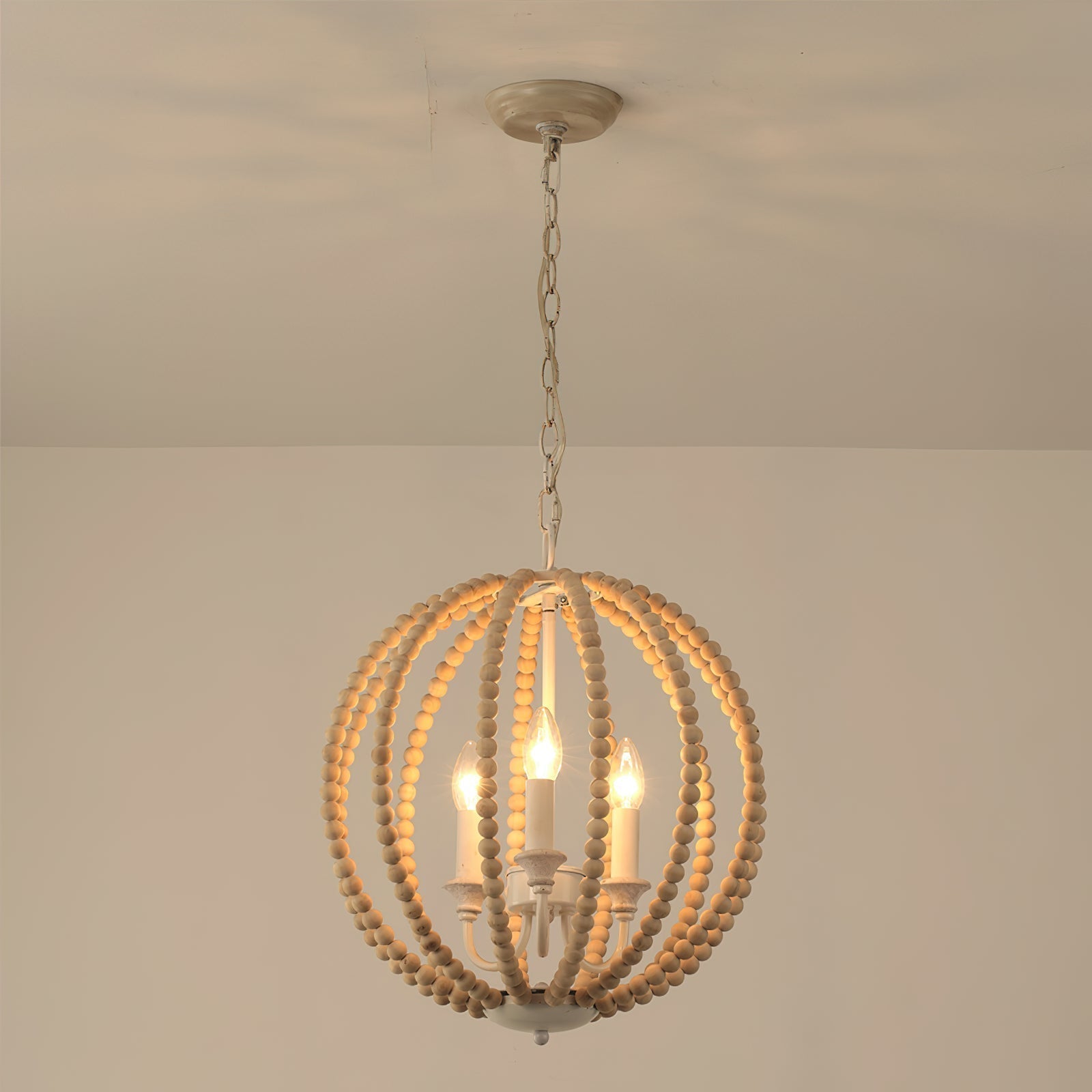 Vanoren Modern Minimalist Beaded Wooden Metal Pendant Lamp - Lamp Copper