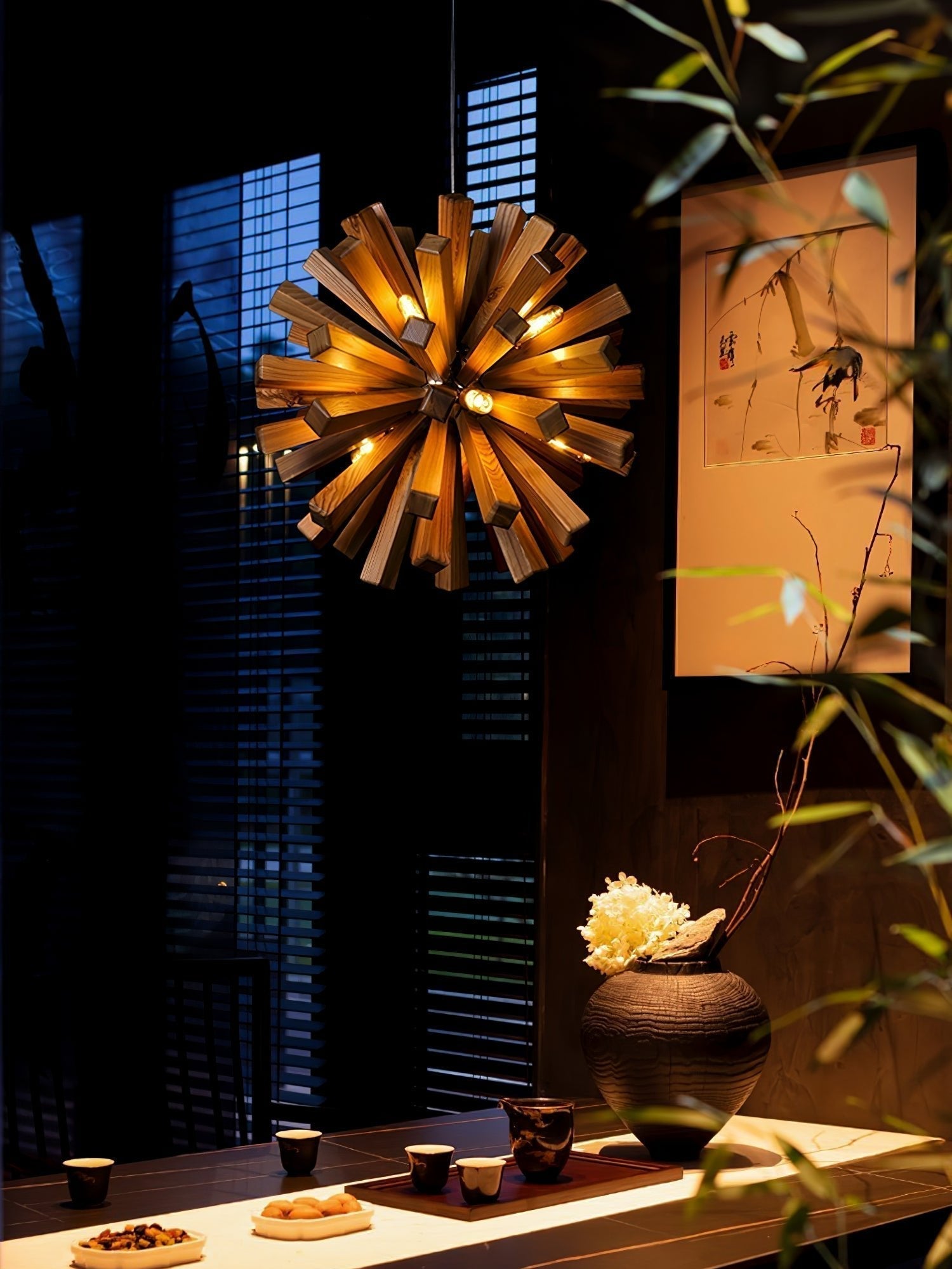 Nova Premium Nordic Art Burst Wood Metal Chandelier - Letslighting