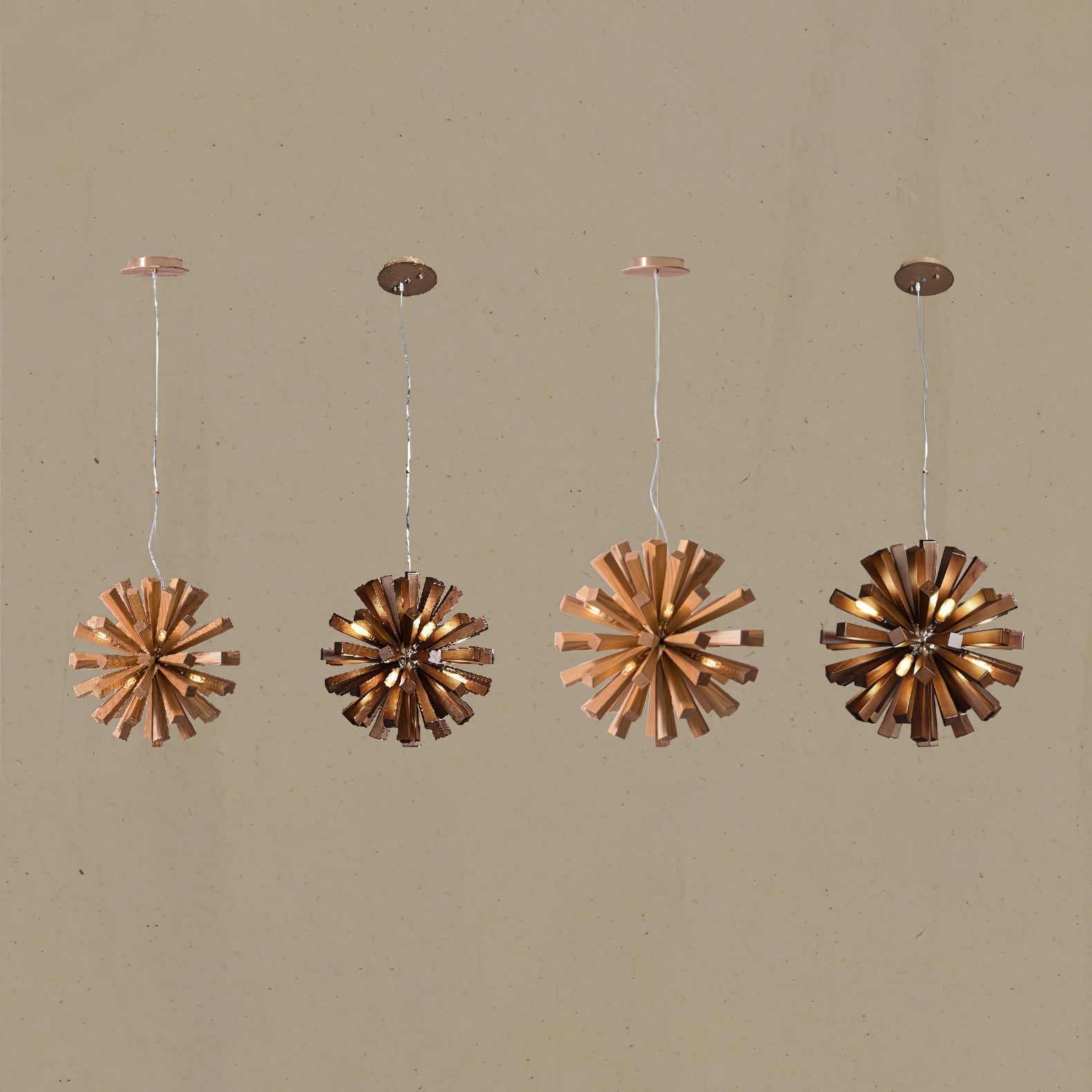 Nova Premium Nordic Art Burst Wood Metal Chandelier - Letslighting