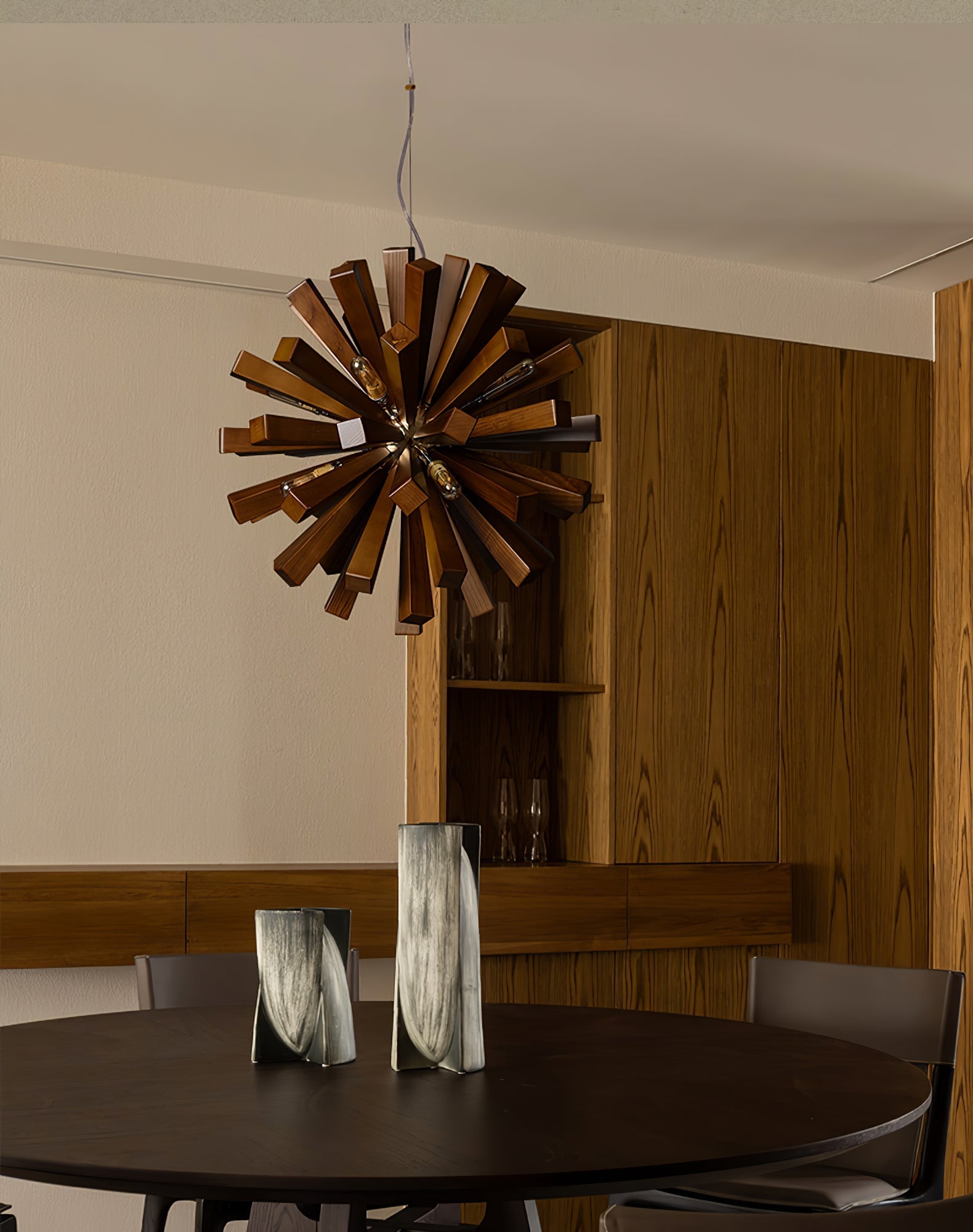 Nova Premium Nordic Art Burst Wood Metal Chandelier - Letslighting