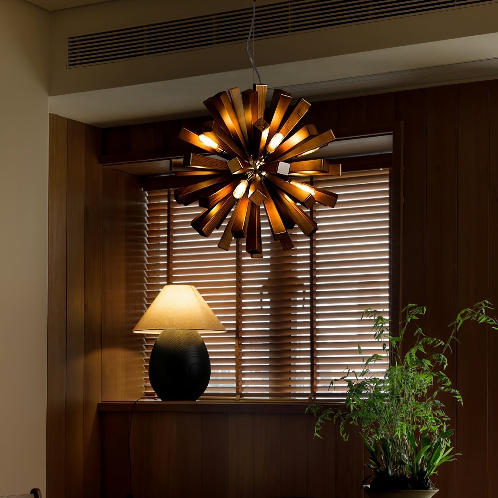 Nova Premium Nordic Art Burst Wood Metal Chandelier - Letslighting