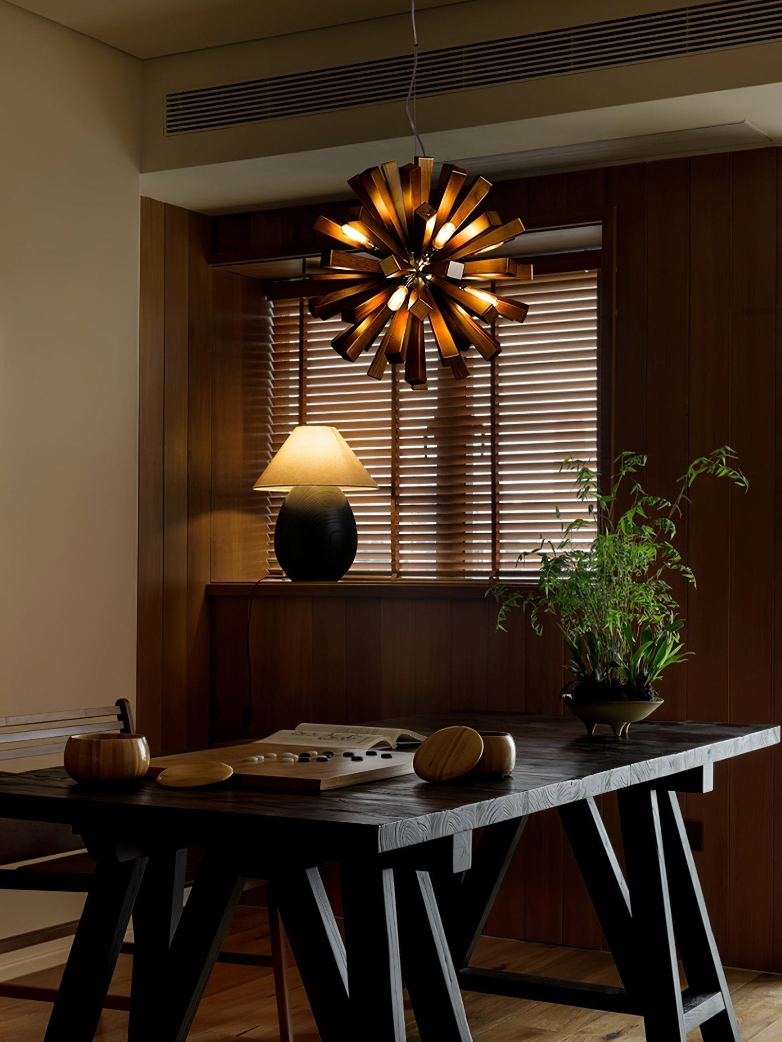 Nova Premium Nordic Art Burst Wood Metal Chandelier - Letslighting
