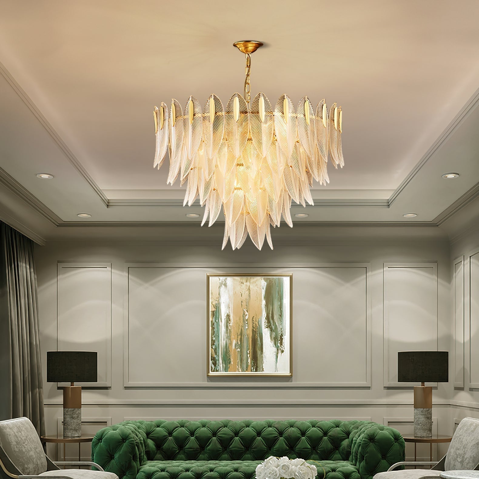 Ivthayra Postmodern Luxury Brass Glass Chandelier - Lamp Copper