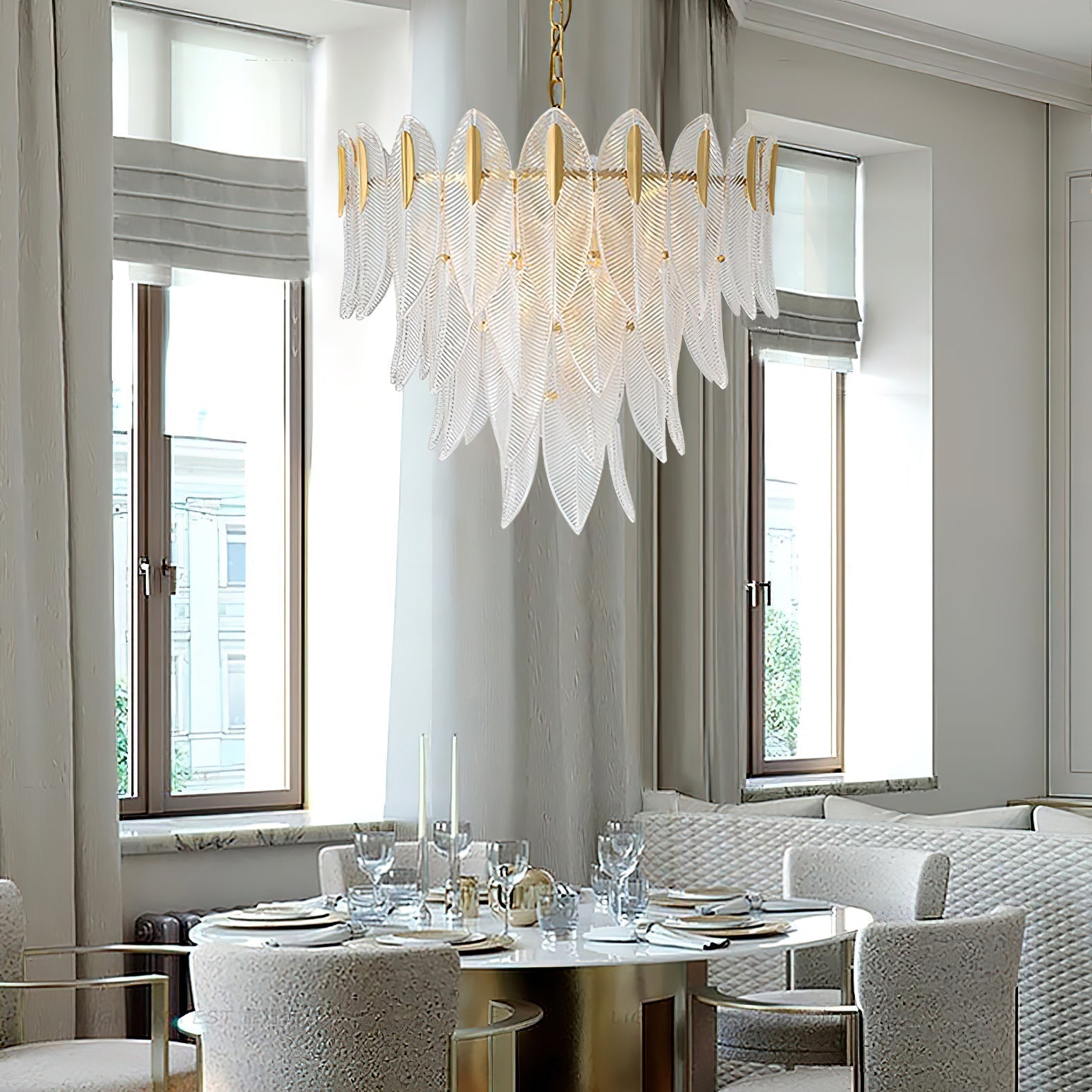 Ivthayra Postmodern Luxury Brass Glass Chandelier - Lamp Copper
