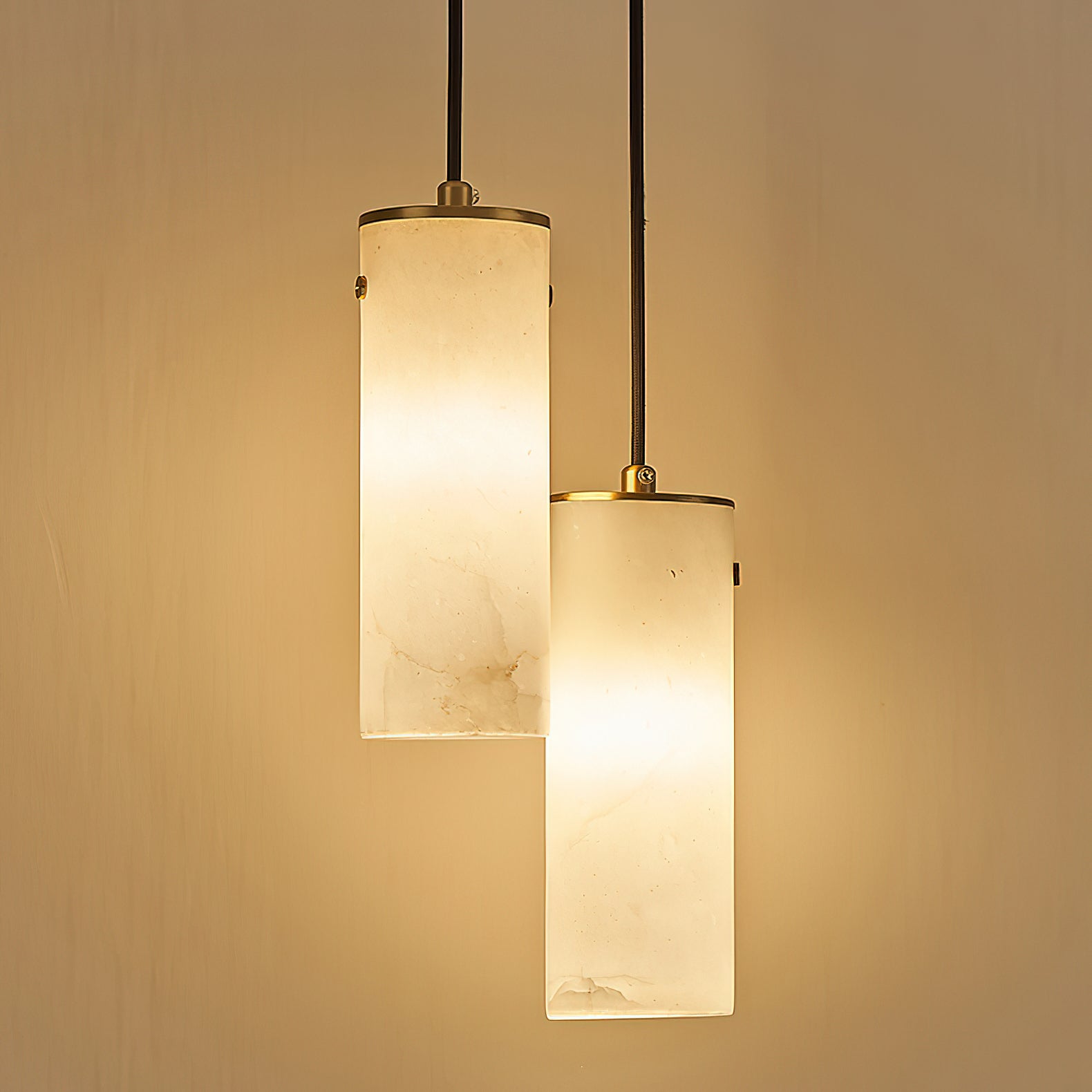 Lyvina Modern Minimalist Vertical Alabaster Pendant Light - Lamp Copper