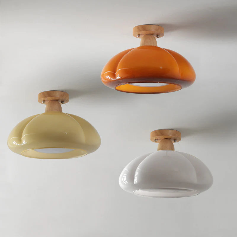 Valentina Moderno LED Calabaza Lámpara de Pared Madera Vidrio Pasill Salón