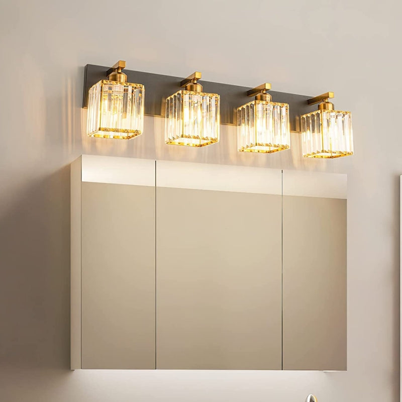 Kristy Vintage LED Metal/Cristal Aplique de Pared Para Espejo Dorado