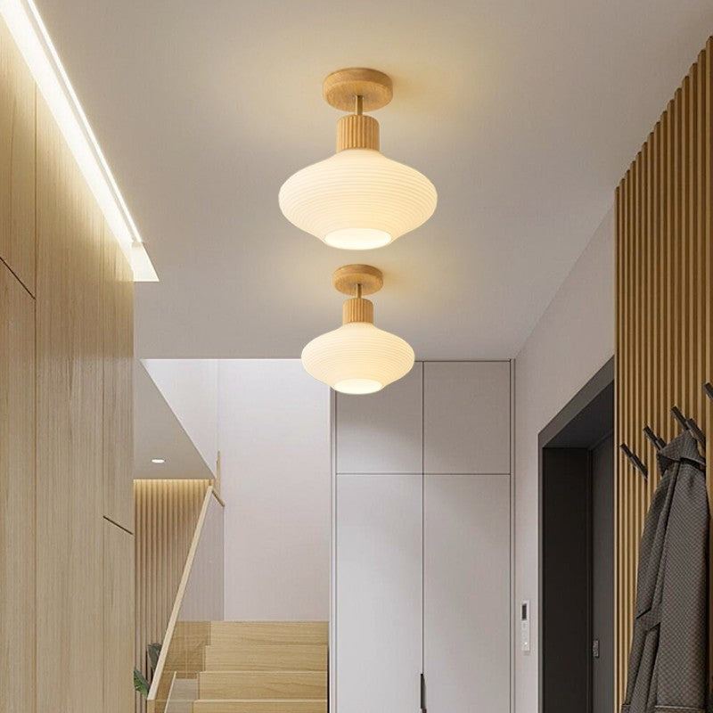 Arisha Minimalista Plafón Madera/Nuez Madera/Vidrio Pasillo