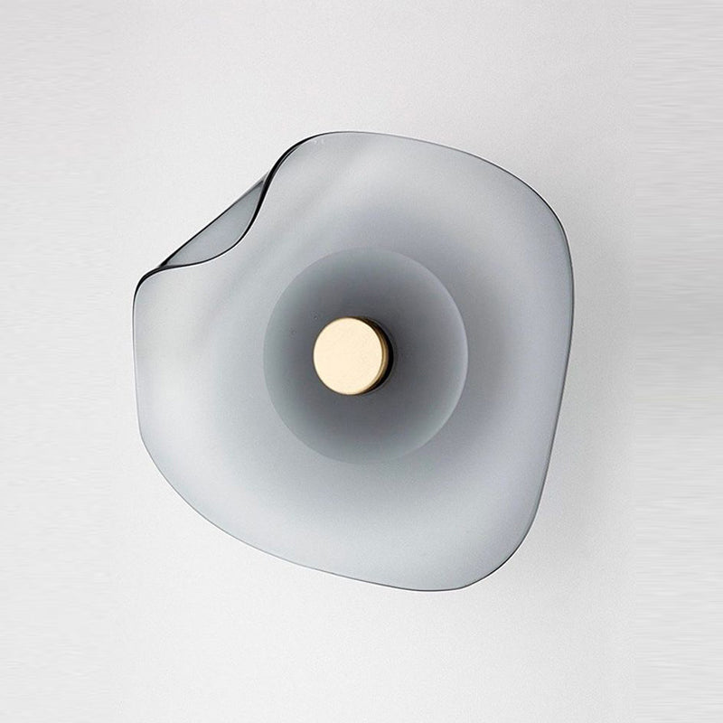 Arisha Diseño Flor Metal/Vidrio Aplique de Pared Gris/Azul