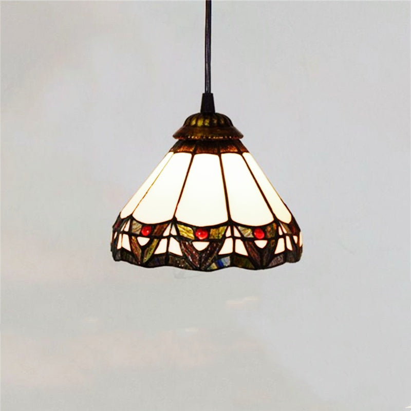Tiffany Casa Rural LED Lámpara Colgante Metal Vidrio Dormitorio
