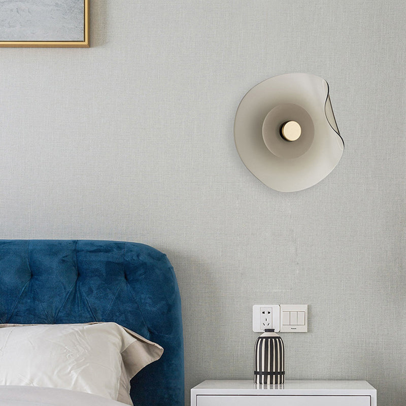Arisha Diseño Flor Metal/Vidrio Aplique de Pared Gris/Azul