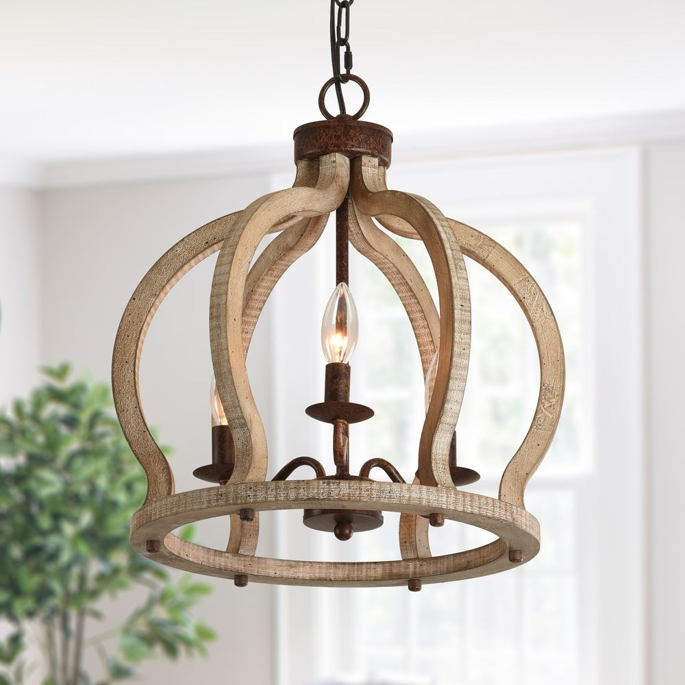 Vivinir Vintage Industrial Aura Farmhouse Wooden Metal Pendant Lamp - Lamp Copper