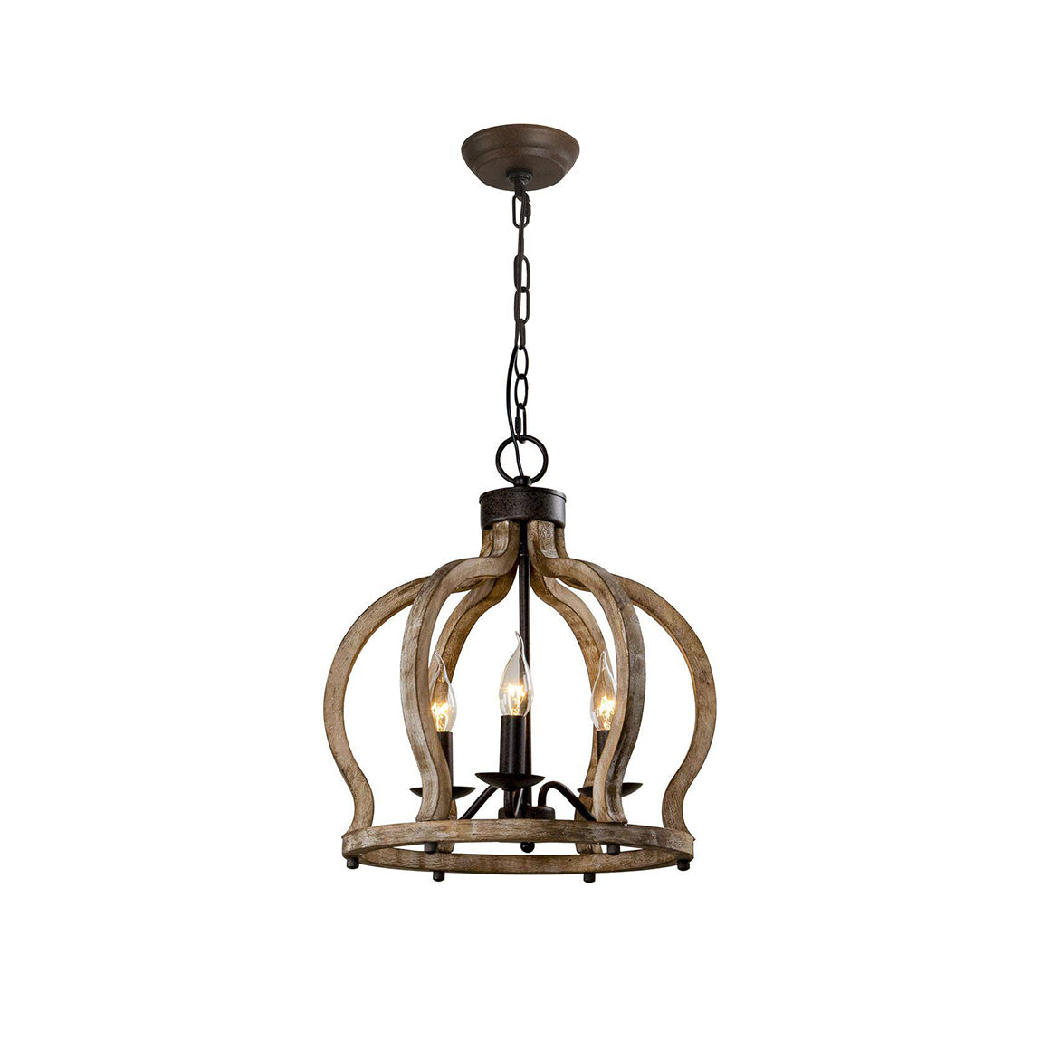 Vivinir Vintage Industrial Aura Farmhouse Wooden Metal Pendant Lamp - Lamp Copper