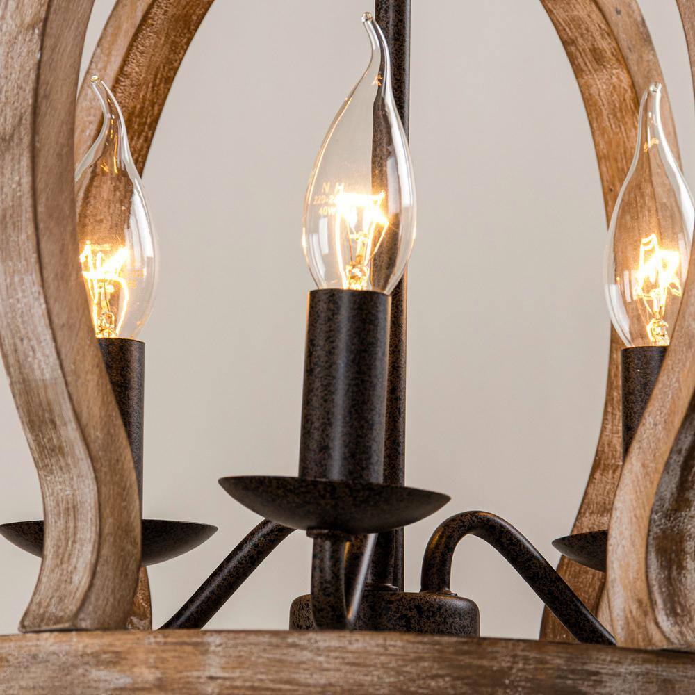 Vivinir Vintage Industrial Aura Farmhouse Wooden Metal Pendant Lamp - Lamp Copper