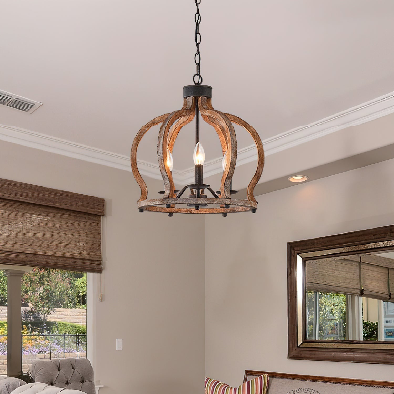 Vivinir Vintage Industrial Aura Farmhouse Wooden Metal Pendant Lamp - Lamp Copper