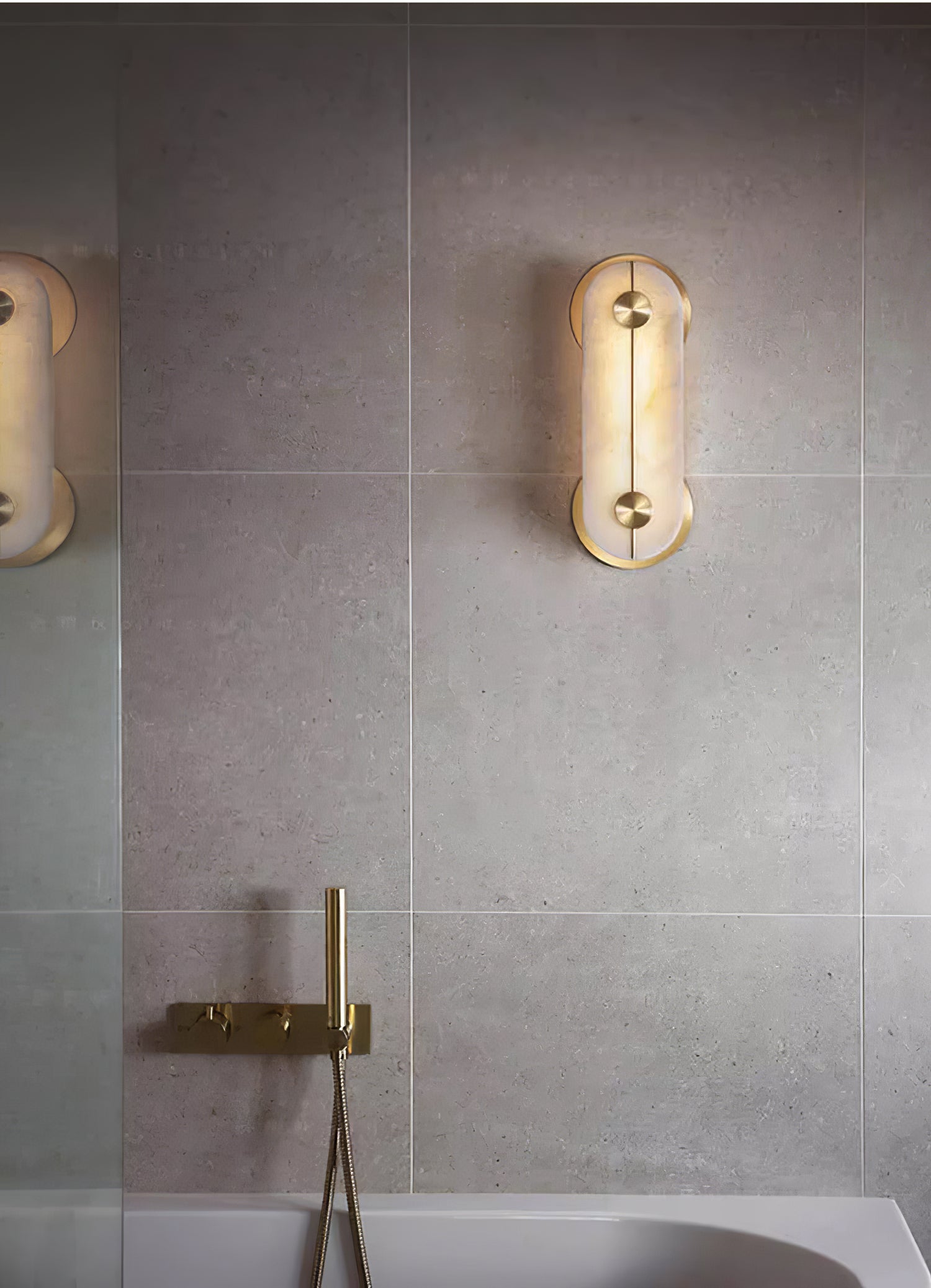 Selene Alabaster Wall Light Brass - Letslighting