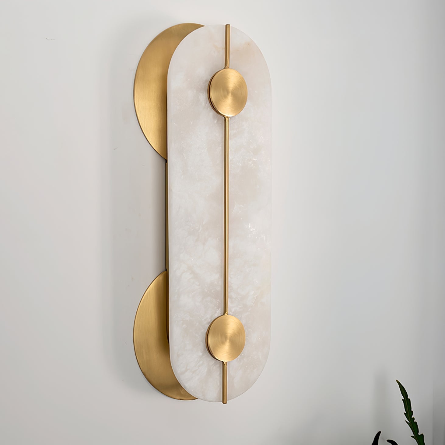 Selene Alabaster Wall Light Brass - Letslighting
