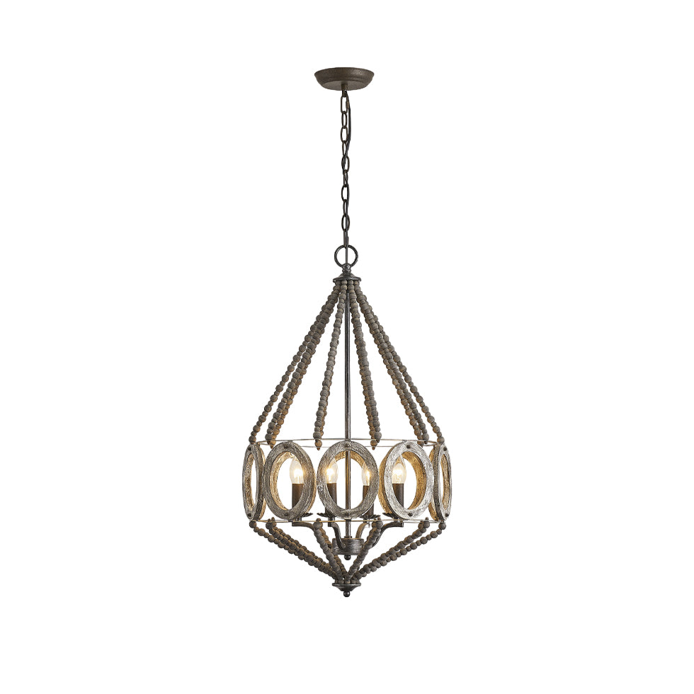 Zasorila Vintage Wooden Metal Chandelier - Lamp Copper