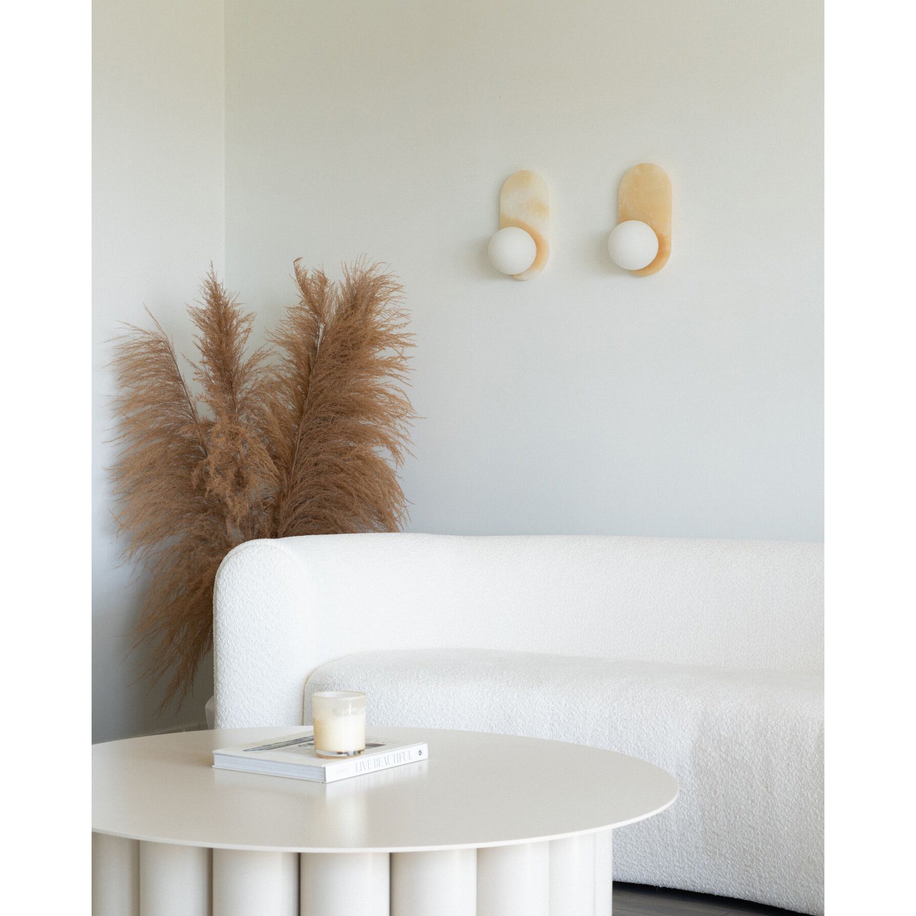 Utalira Modern Minimalist Arch Glass Onyx Wall Lamp - Lamp Copper