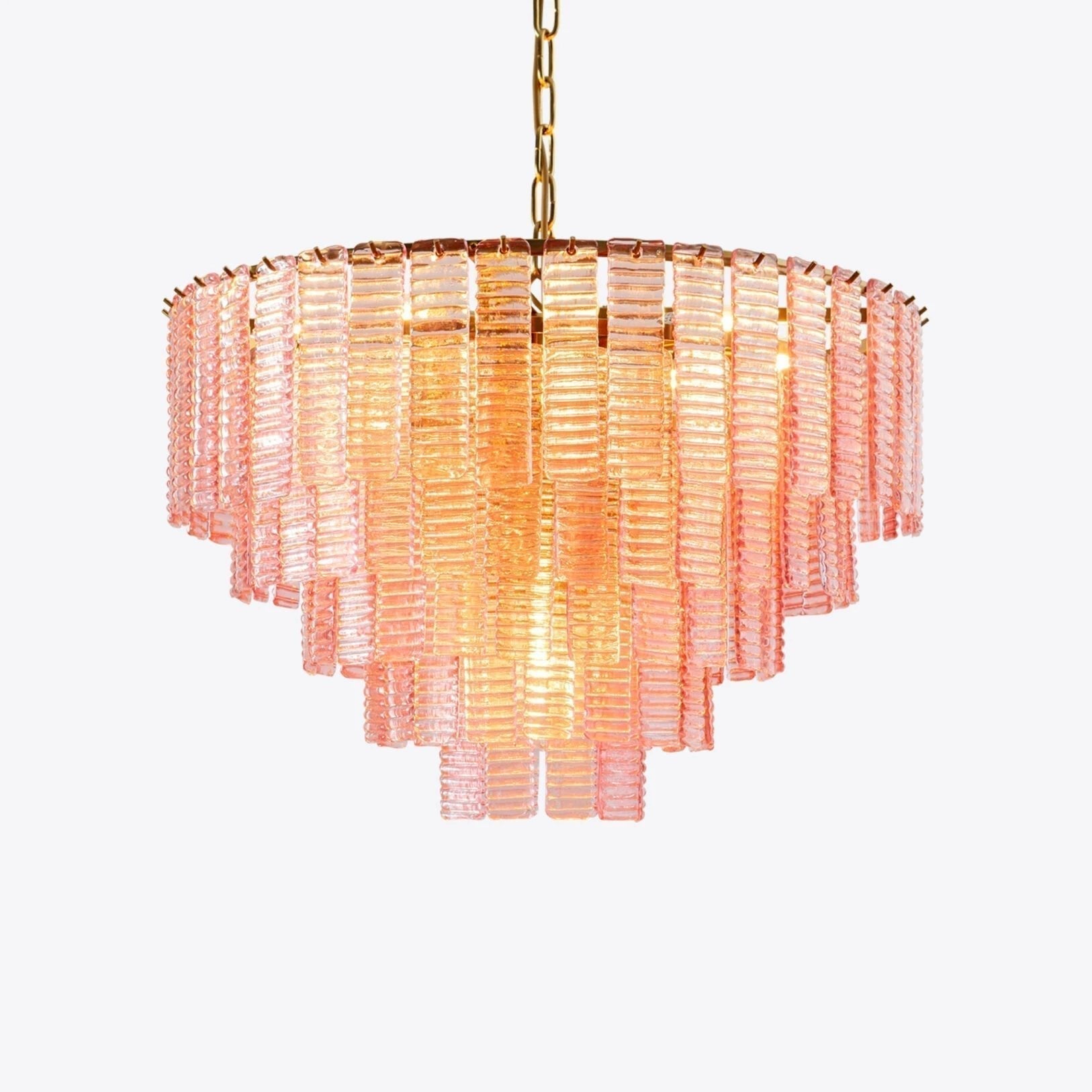 Aurora Chandelier Pink Murano Glass Layered Vintage Luxury - Letslighting