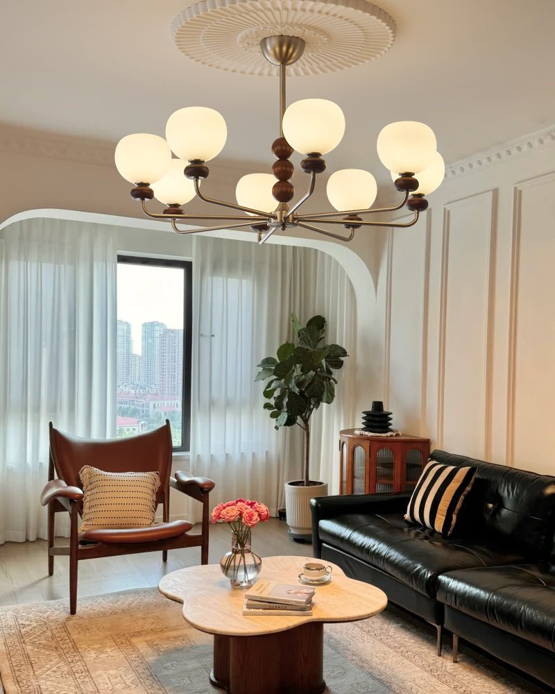 Orb Walnut Chandelier - Letslighting