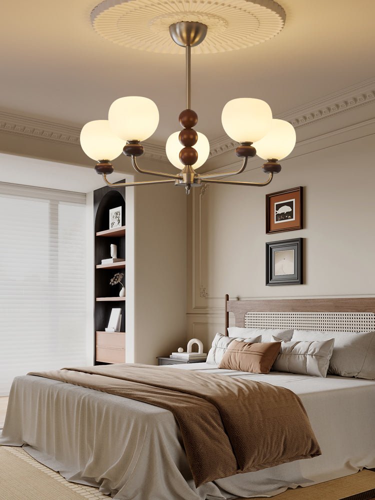 Orb Walnut Chandelier - Letslighting
