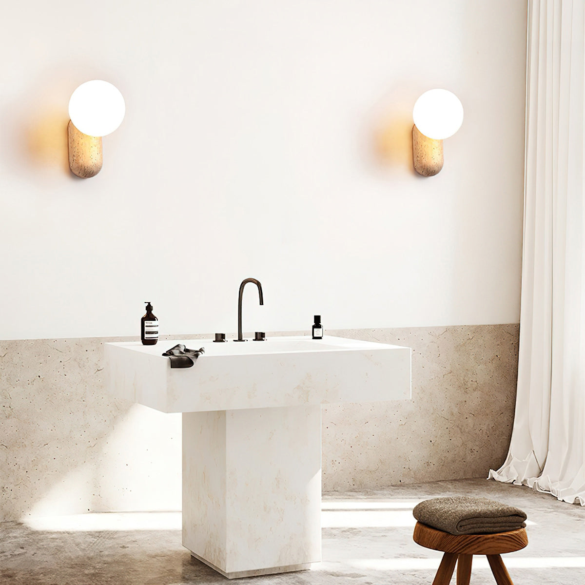 Colaeira Modern Minimalist Art Travertine Wall Lamp - Lamp Copper