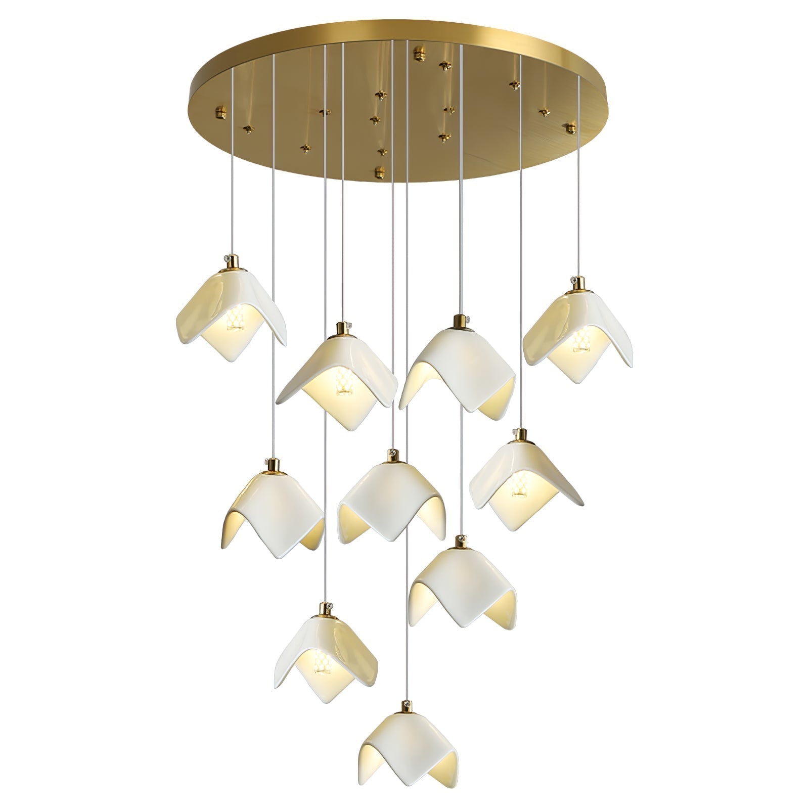 Cithayra Geometric Glass Brass Chandelier - Letslighting