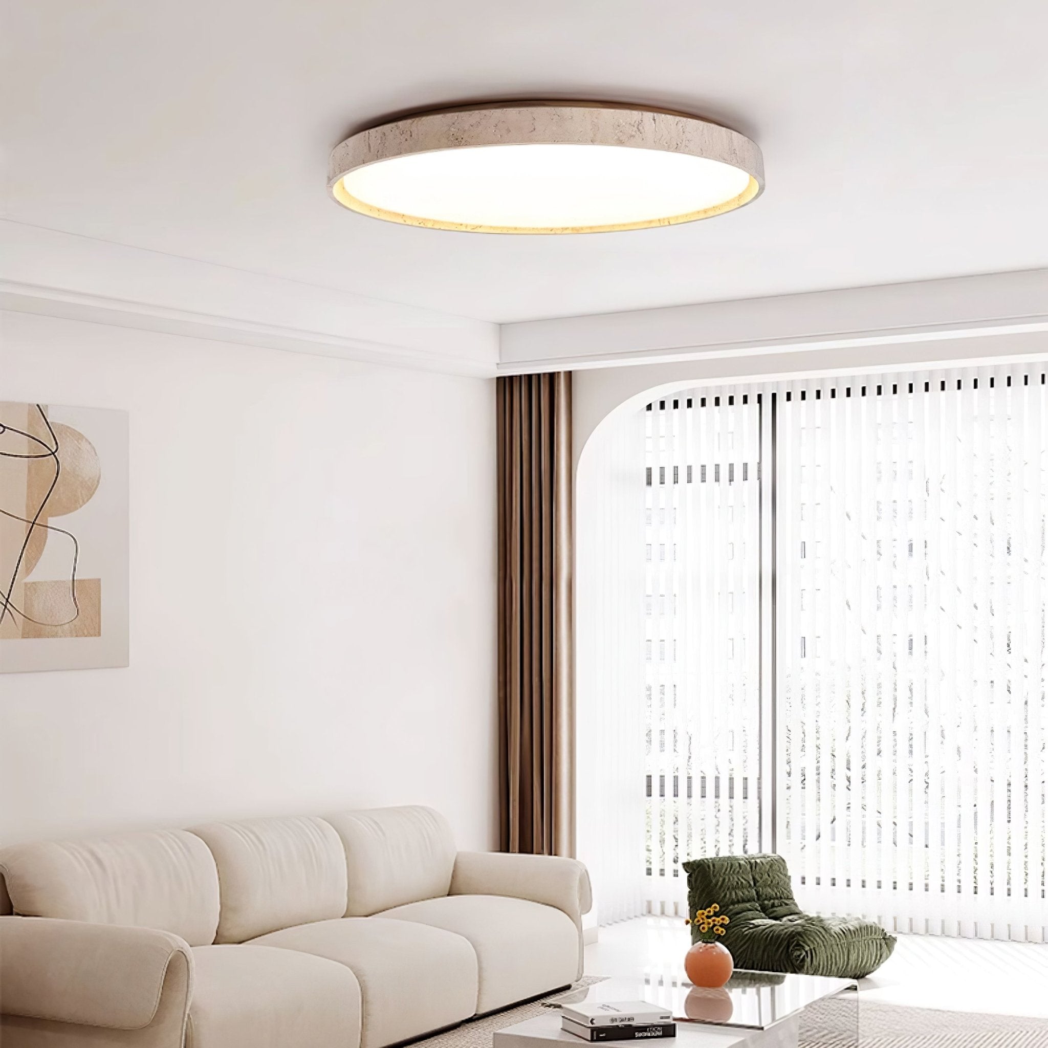 Kathy Travertine Round Ceiling Light - Letslighting