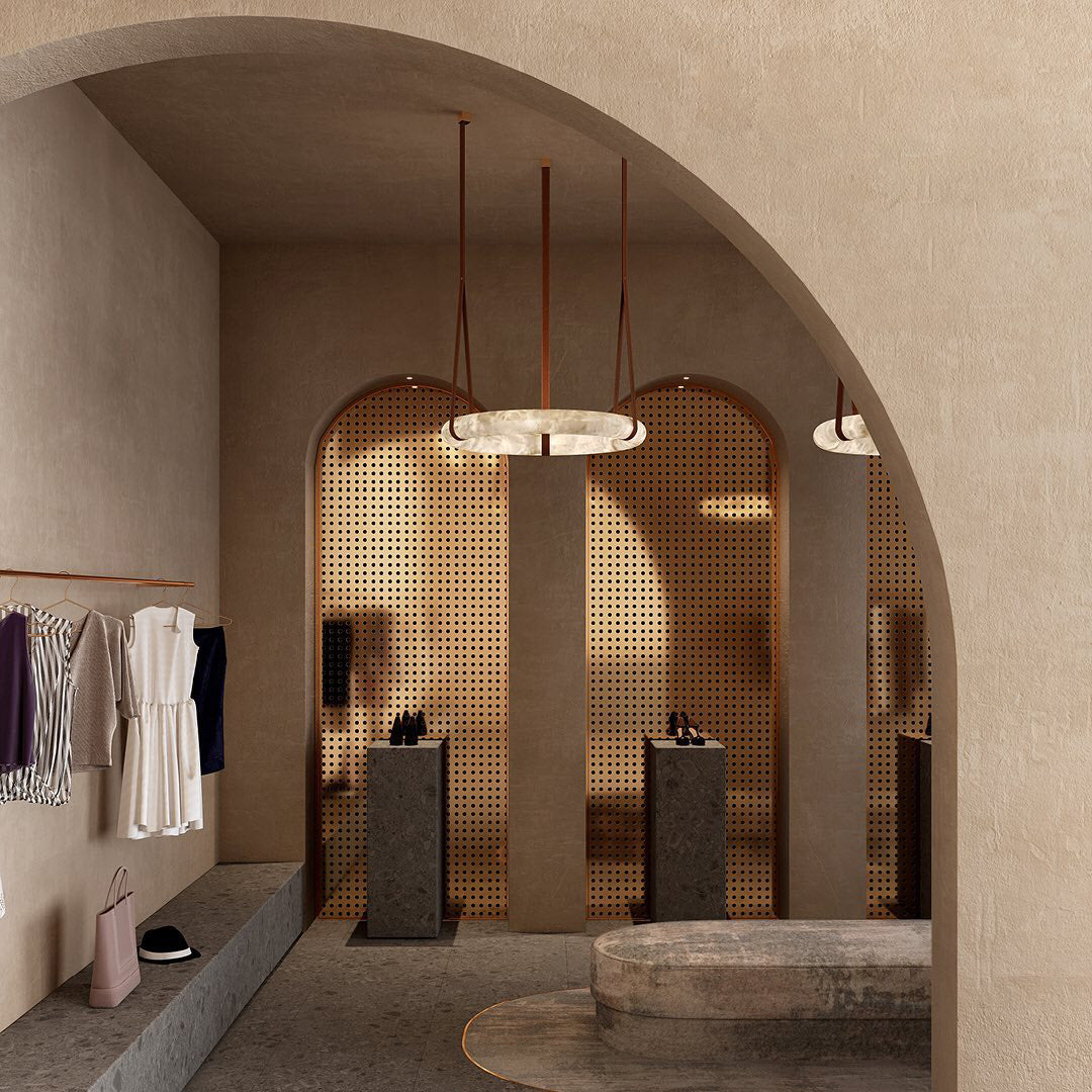 Culiris Modern Minimalist Brown Alabaster Chandelier - Lamp Copper