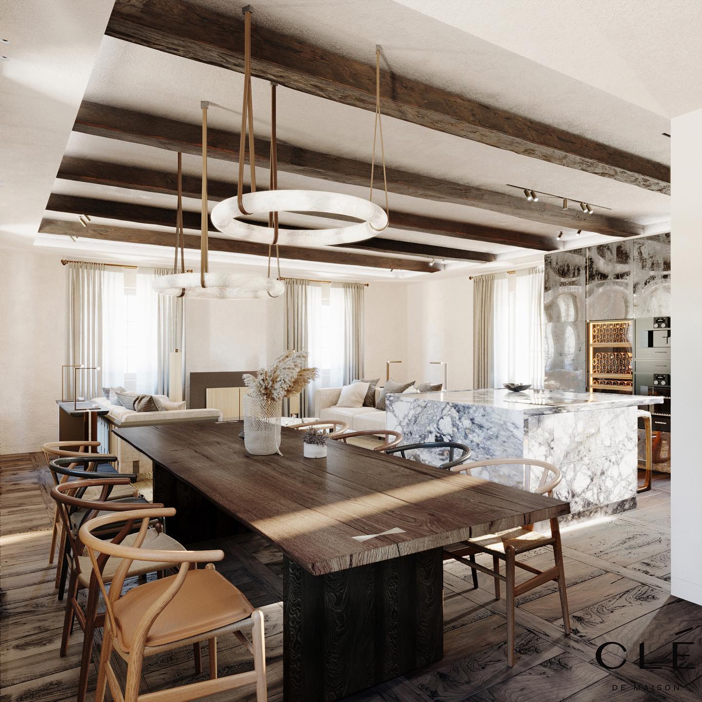 Culiris Modern Minimalist Brown Alabaster Chandelier - Lamp Copper