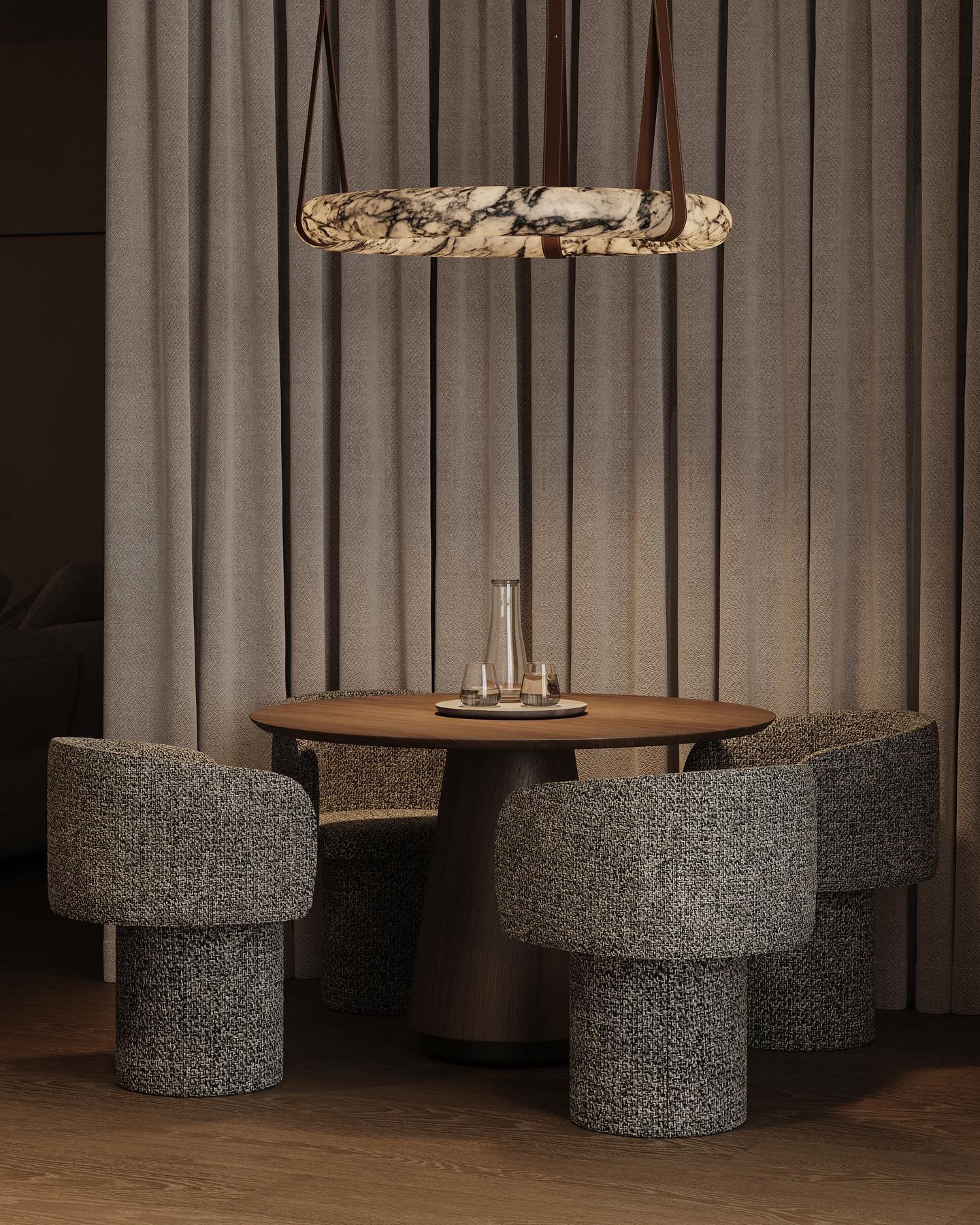 Culiris Modern Minimalist Brown Alabaster Chandelier - Lamp Copper