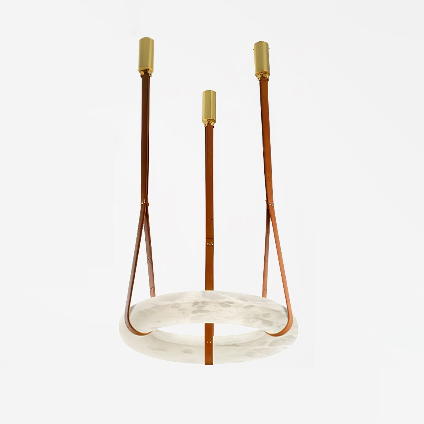 Étoile Pendant Light Chandelier Alabaster Ring Triple Leather - Letslighting