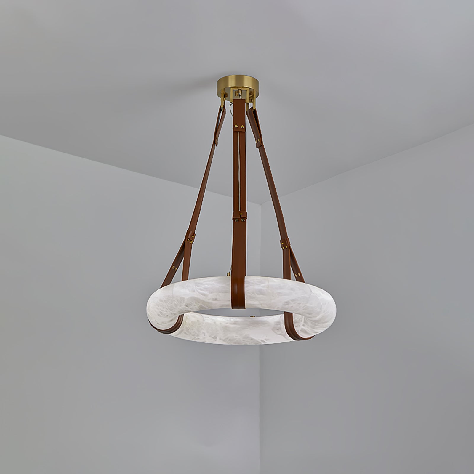 Mydorira Premium Elegance Brass Alabaster Chandelier - Lamp Copper