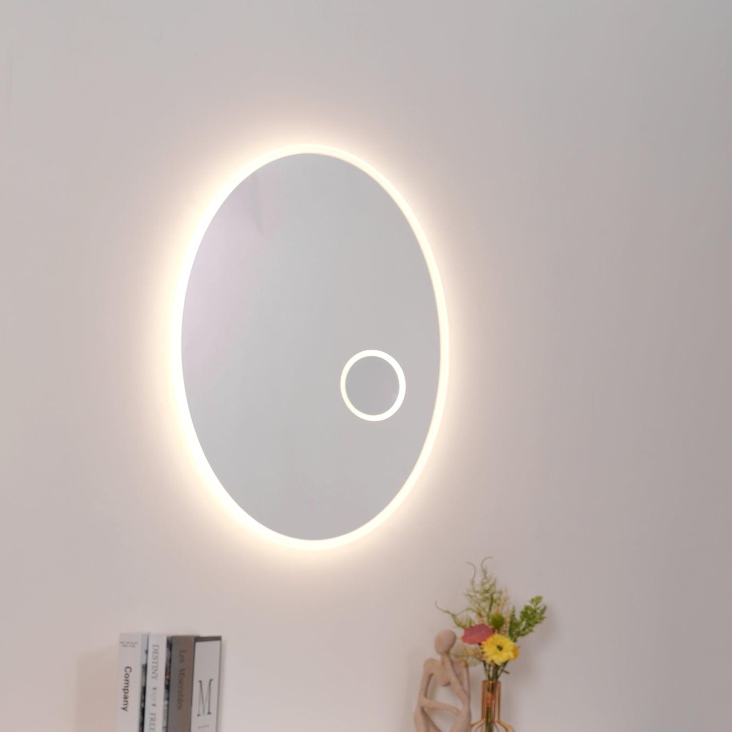 Ovariel Oval Mirror Metal Plastic Wall Light - Letslighting