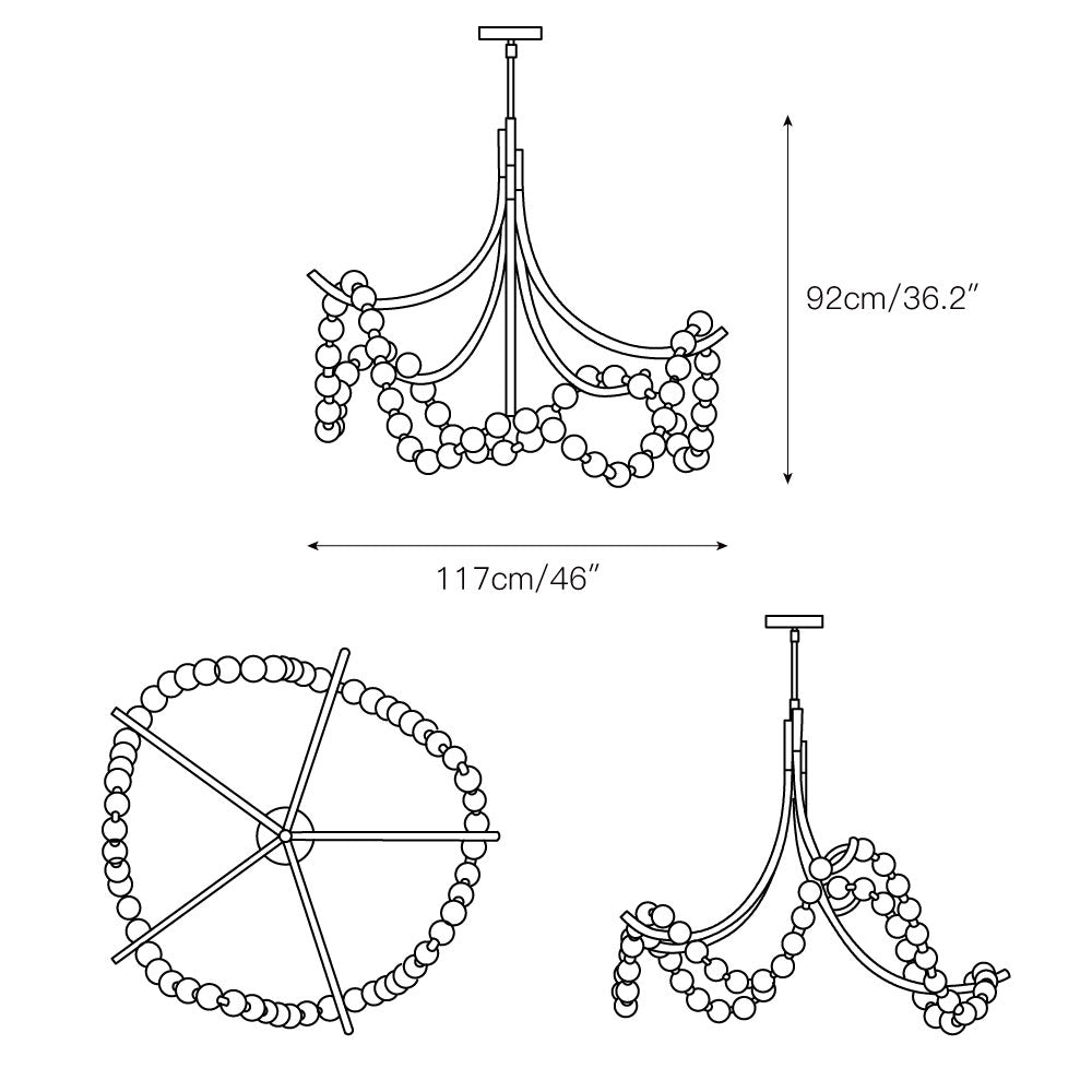 Zavenarae Premium Nordic Art Nickel Alabaster Chandelier - Lamp Copper