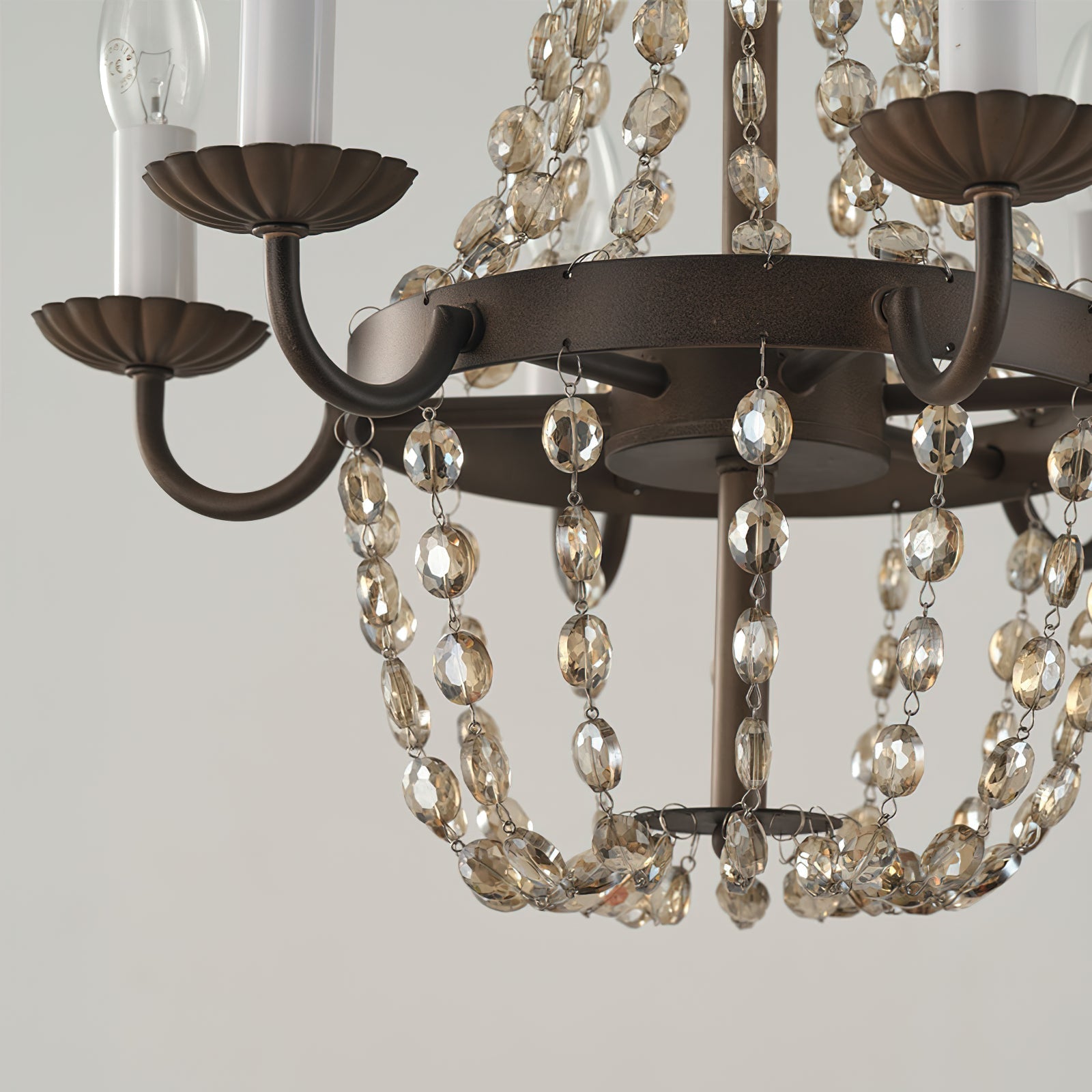 Oraeisra Vintage Flea Market Crystal Chandelier - Lamp Copper