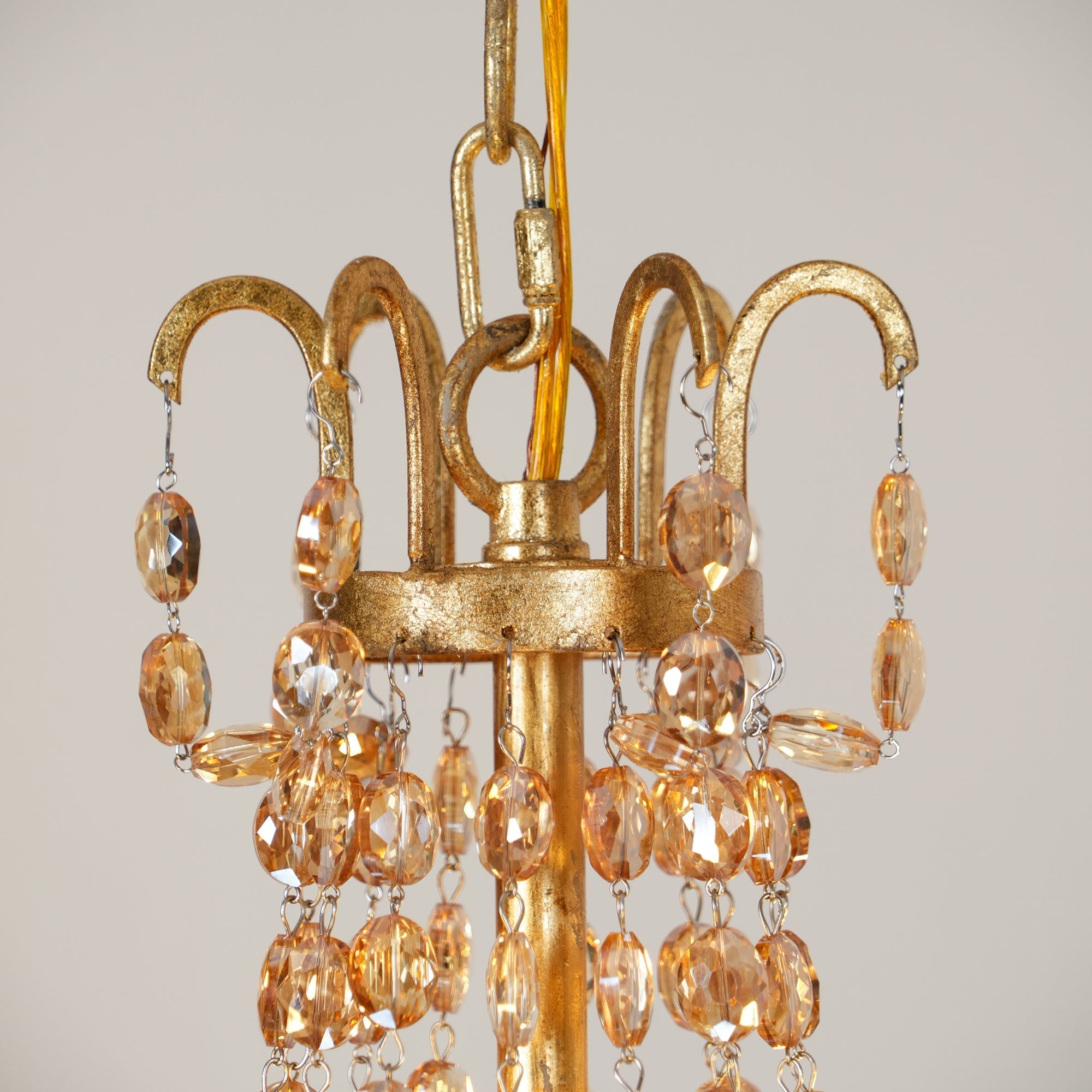 Oraeisra Vintage Flea Market Crystal Chandelier - Lamp Copper