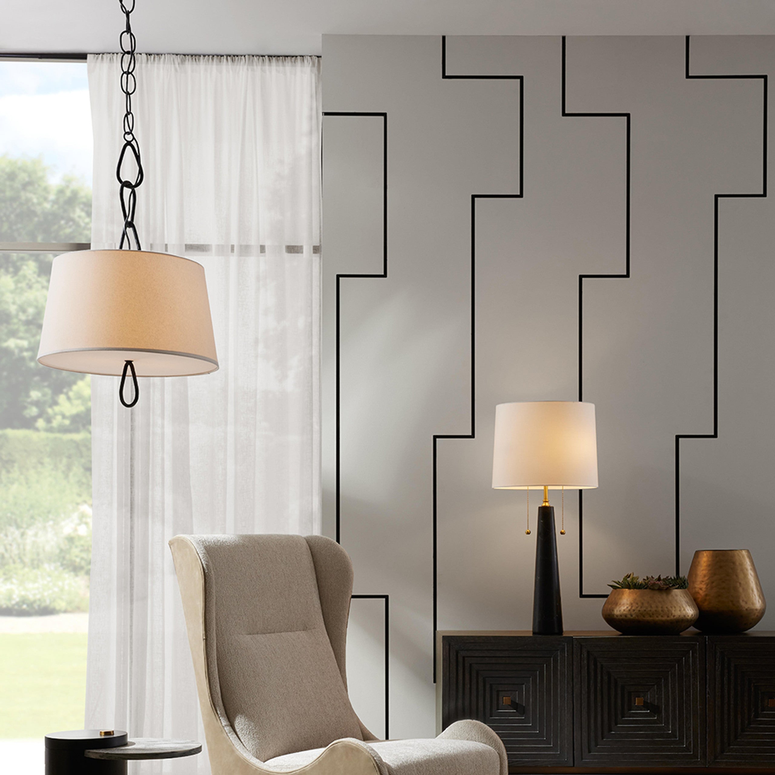 Zesilira Nordic Vintage Black Fabric Pendant Lamp - Lamp Copper