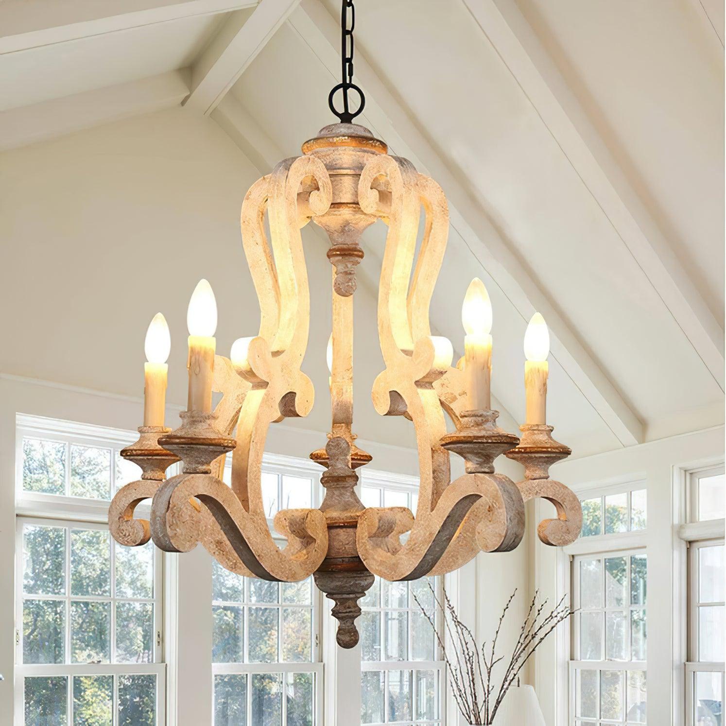 Parrotuncle Wooden Candle Chandelier - Letslighting