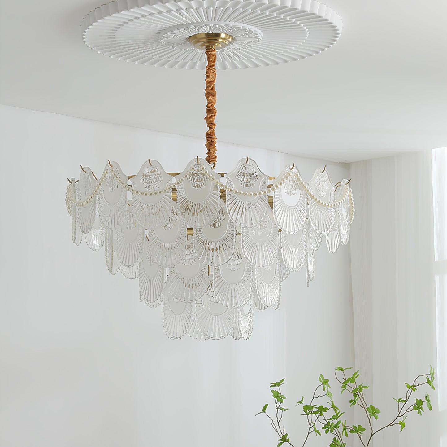 Pearl Glass Shell Chandelier - Letslighting