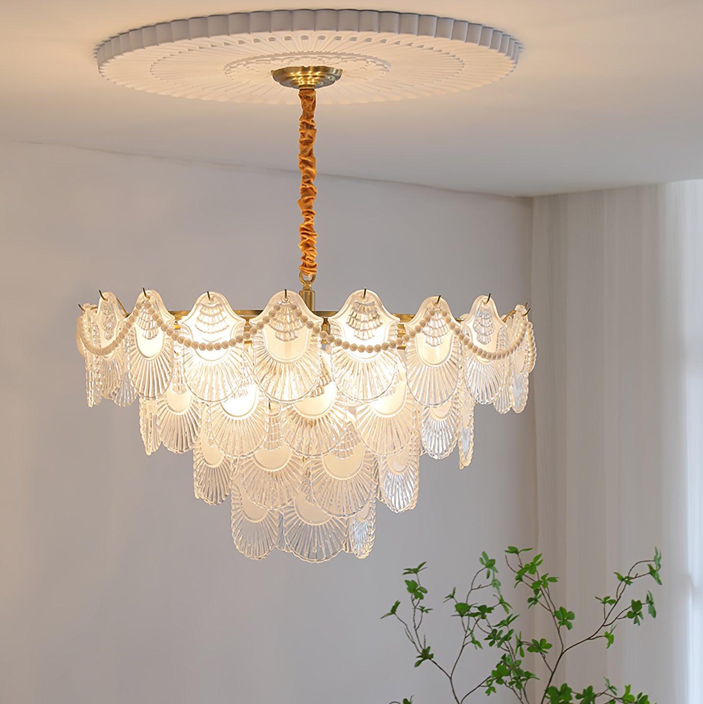 Pearl Glass Shell Chandelier - Letslighting