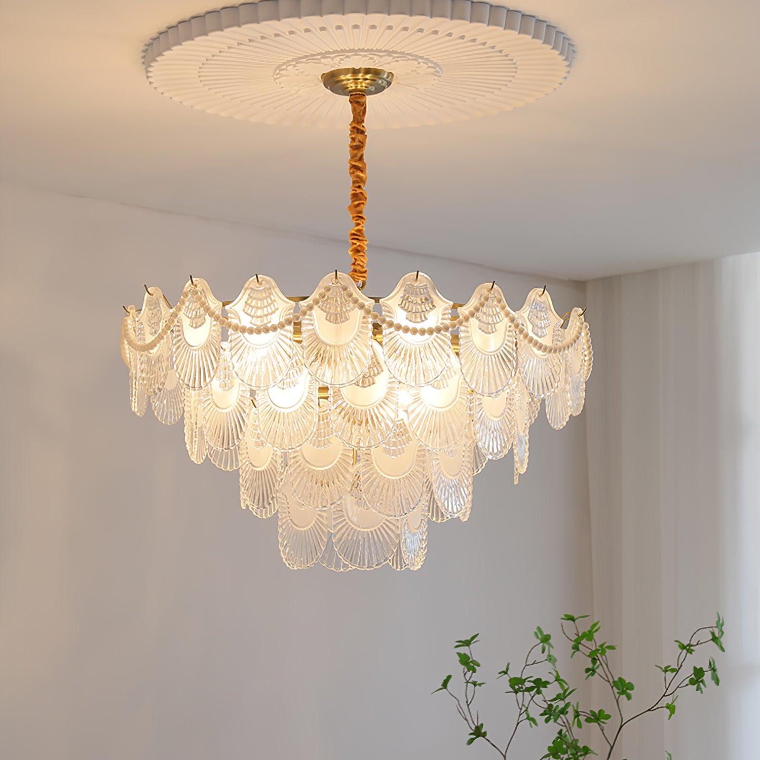 Pearl Glass Shell Chandelier - Letslighting