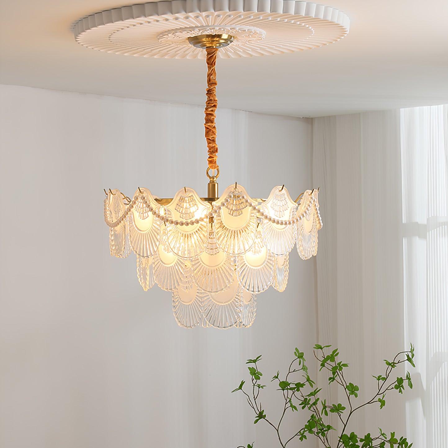 Pearl Glass Shell Chandelier - Letslighting
