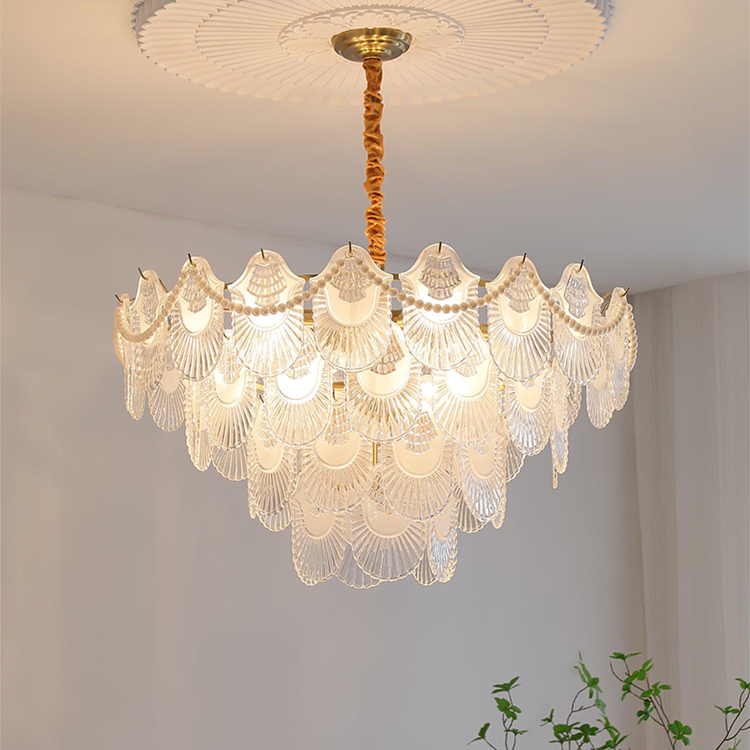 Pearl Glass Shell Chandelier - Letslighting