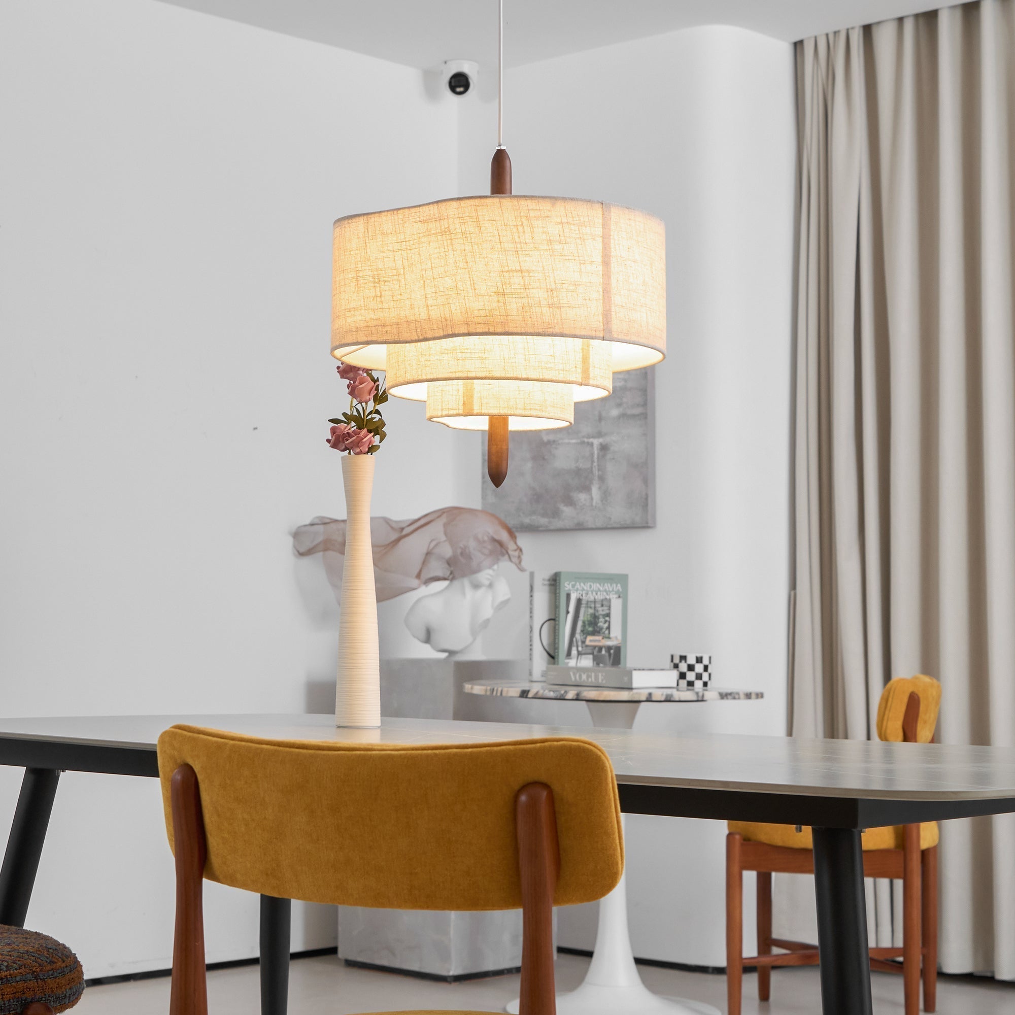 Altheus Premium Nordic Pebble Fabric Metal Pendant Lamp - Lamp Copper