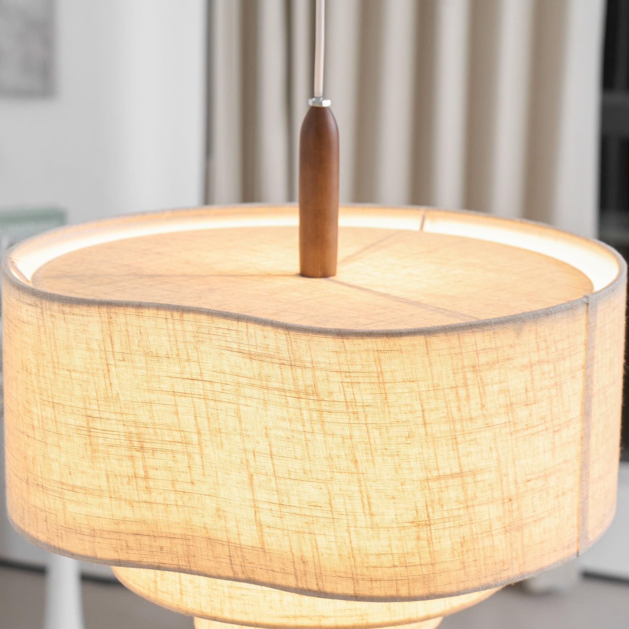 Altheus Premium Nordic Pebble Fabric Metal Pendant Lamp - Lamp Copper