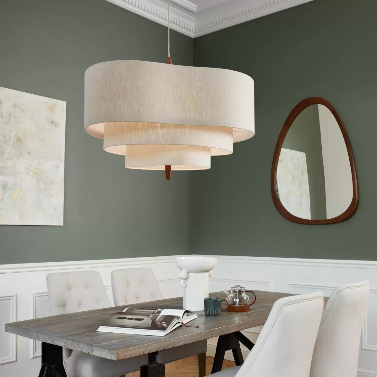 Ritta Modern Pebble Fabric Pendant Light Three Layers