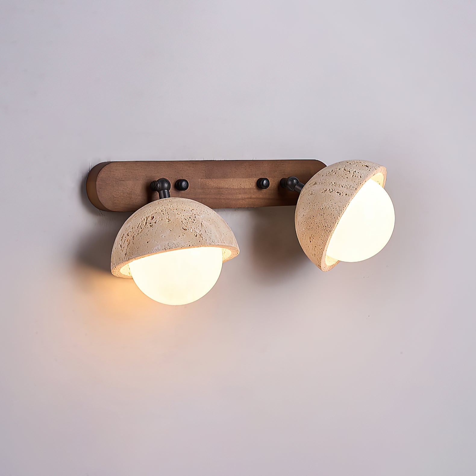 Vodora Modern Minimalist Wood Travertine Wall Sconce Wall Lamp - Lamp Copper