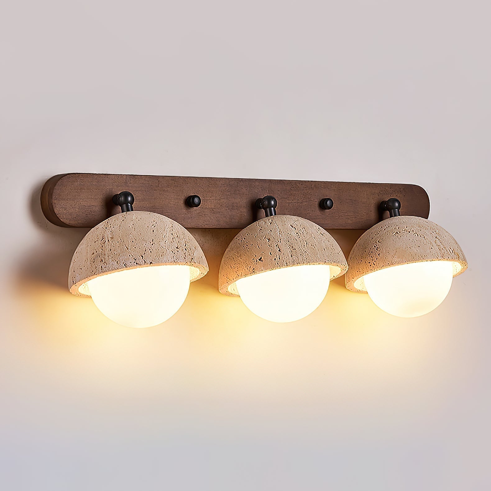 Vodora Modern Minimalist Wood Travertine Wall Sconce Wall Lamp - Lamp Copper